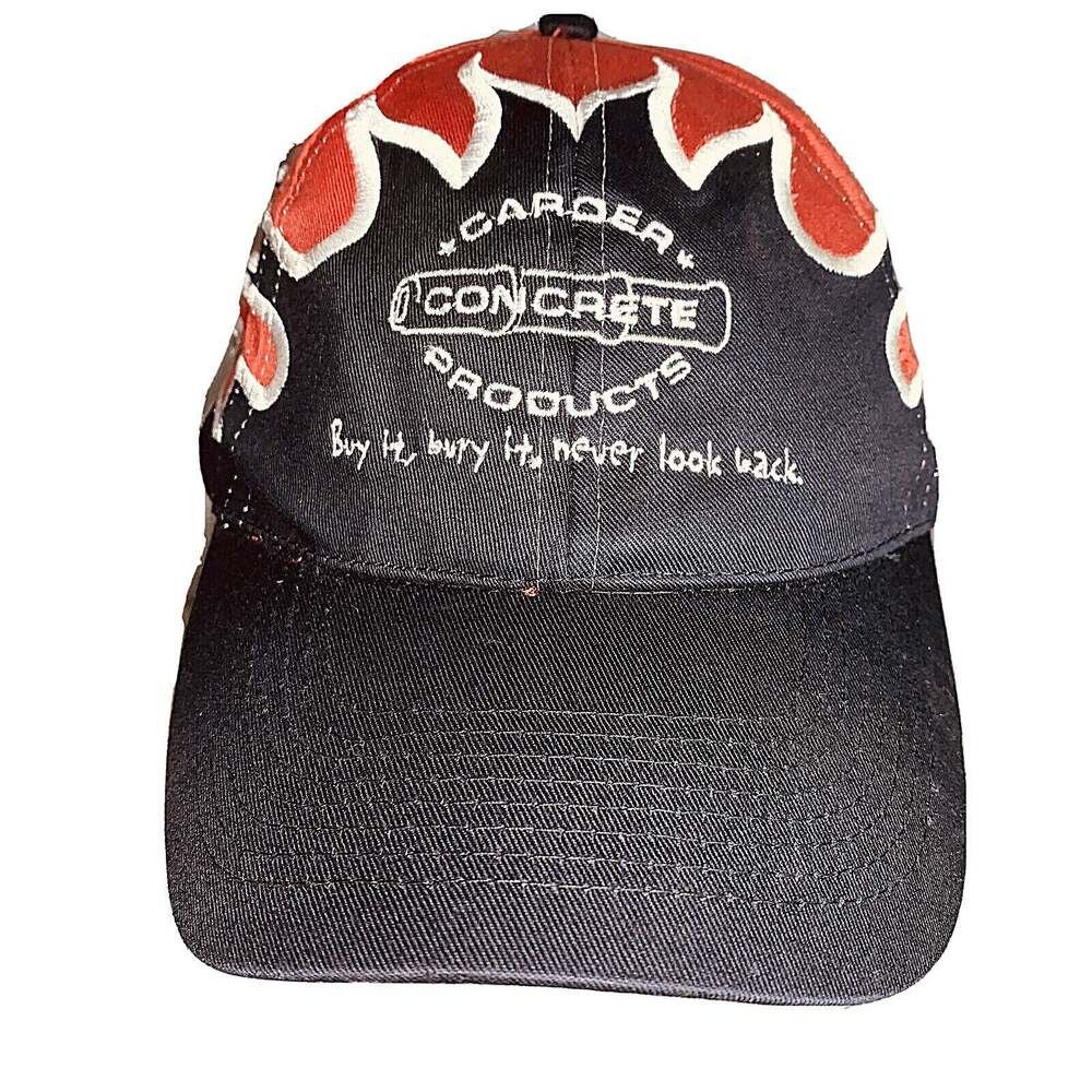 Carder Concrete Products Cap Buy It Bury It Never Look Back Flame Black Red GUC
